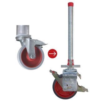 Výměna koleček průměr 12.5 na 20 cm s nastavitelnou výškou (4ks)