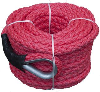 Silné lano délka 40m, průměr 22mm, nosnost 2200kg s pleteným okem